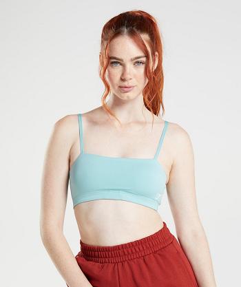 Staniki Sportowe Damskie Gymshark Bandeau Niebieskie | PL 2888LIS